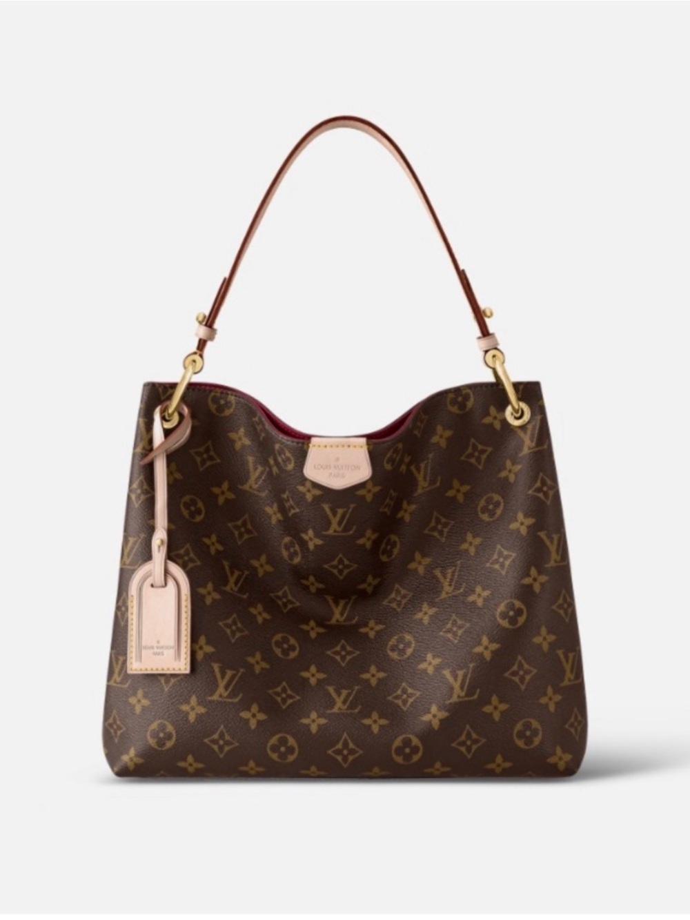Louis Vuitton Monogram Canvas Shoulder Hobo with Pink Trim